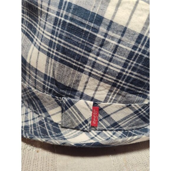 Levi’s Fedora Hat Cotton blend Blue white plaid mens Large/XLarge - Picture 2 of 10